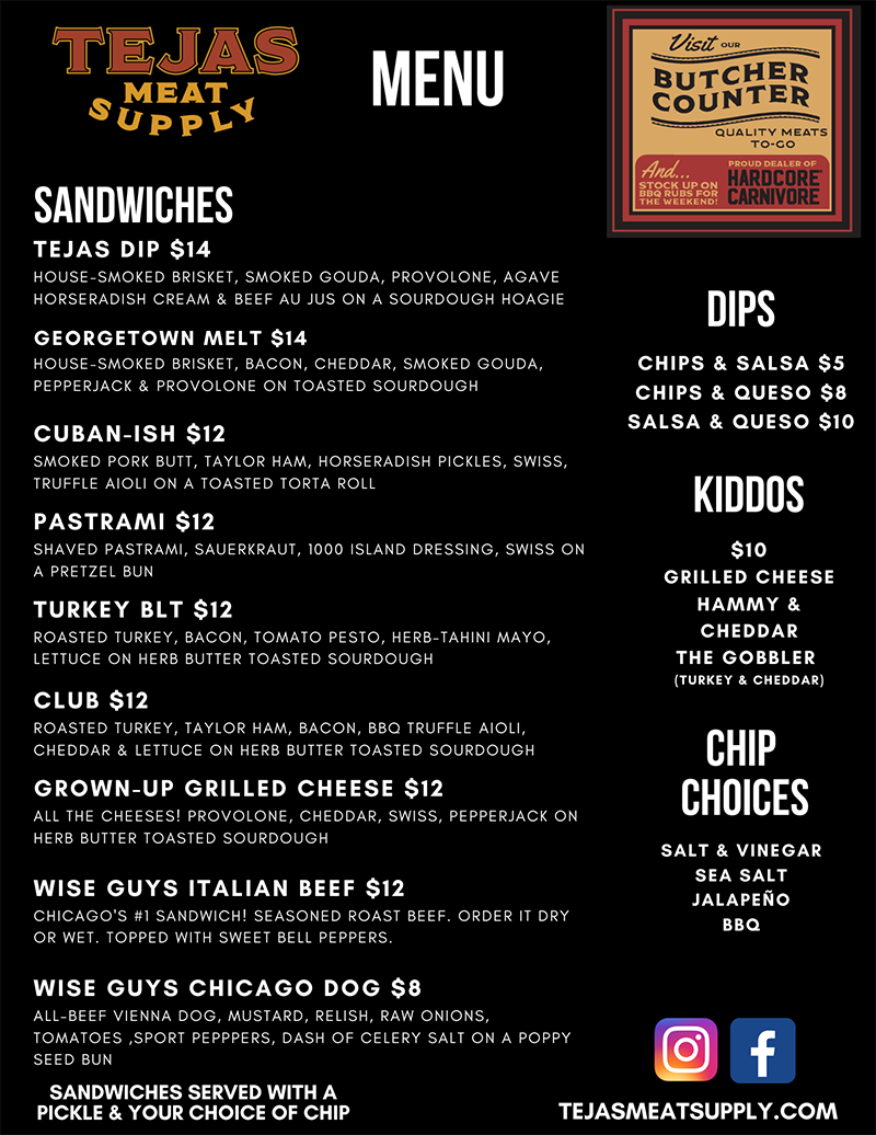 Menu | Tejas Meat Supply